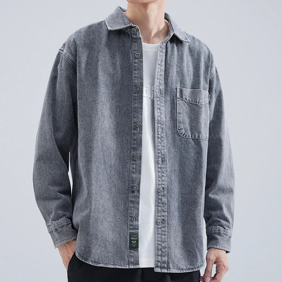 Fashion brand loose cargo autumn coat in black, slim fit with thickening fabric for teenagers