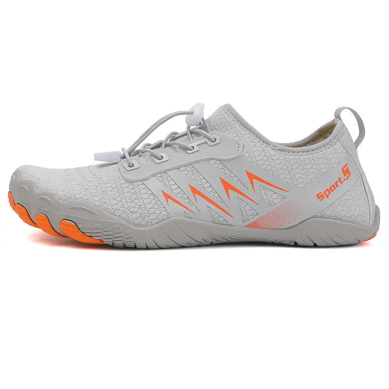 Quick-drying mesh river tracing shoes in apricot colour with low-top design and rubber sole