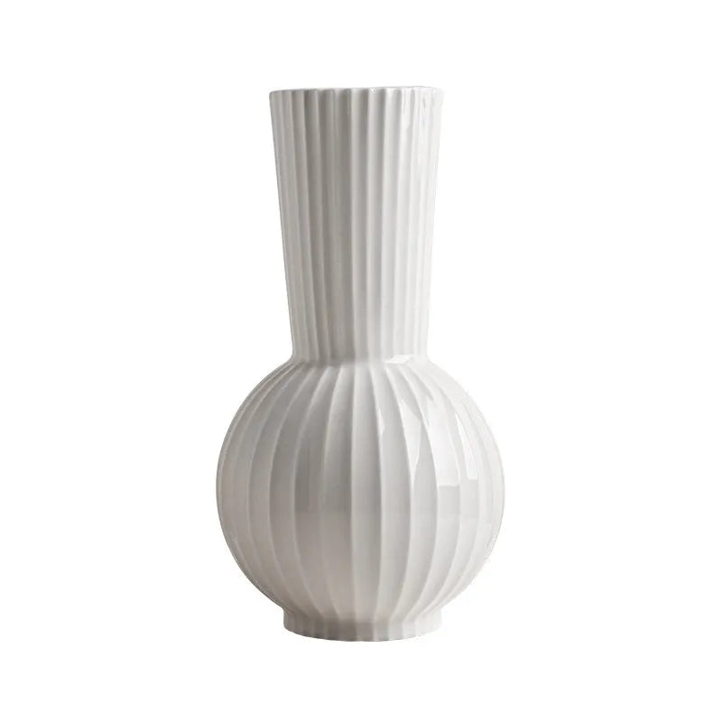 White ceramic striped ball vase American country style living room table decoration