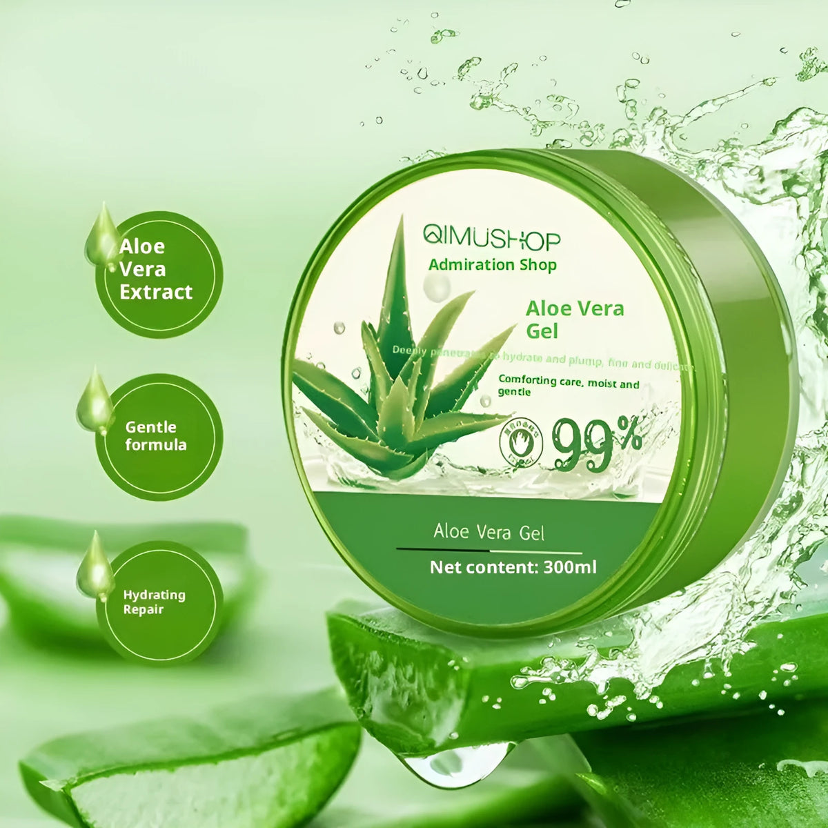 Aloe Vera Gel 99 300ml moisturising facial mask in a single pack for neutral skin care
