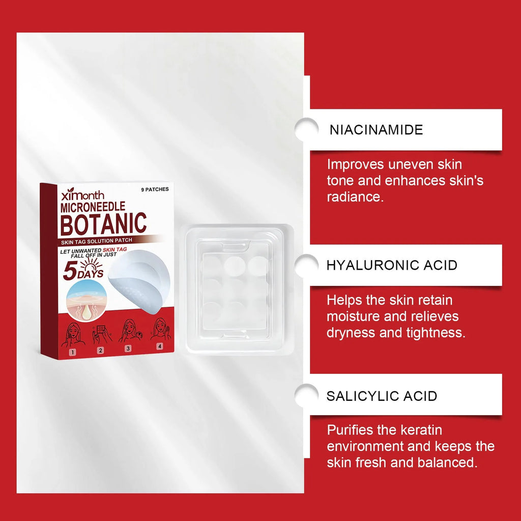Skin nursing adhesive bandage 7.3x7.3cm with nicotinamide and hyaluronic acid, pack of 9 patches