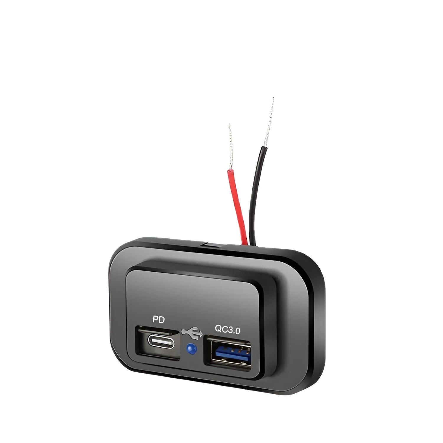 Black 36W car charger with QC3.0 and PD3.0 fast charging, featuring a TYPE-C port.