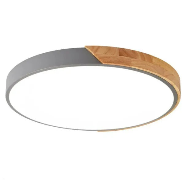 Round 30cm macaron-shaped LED ceiling light with plastic shade in multiple colour options