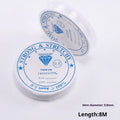 A reel of transparent crystal elastic cord for DIY jewellery making and craft beading.