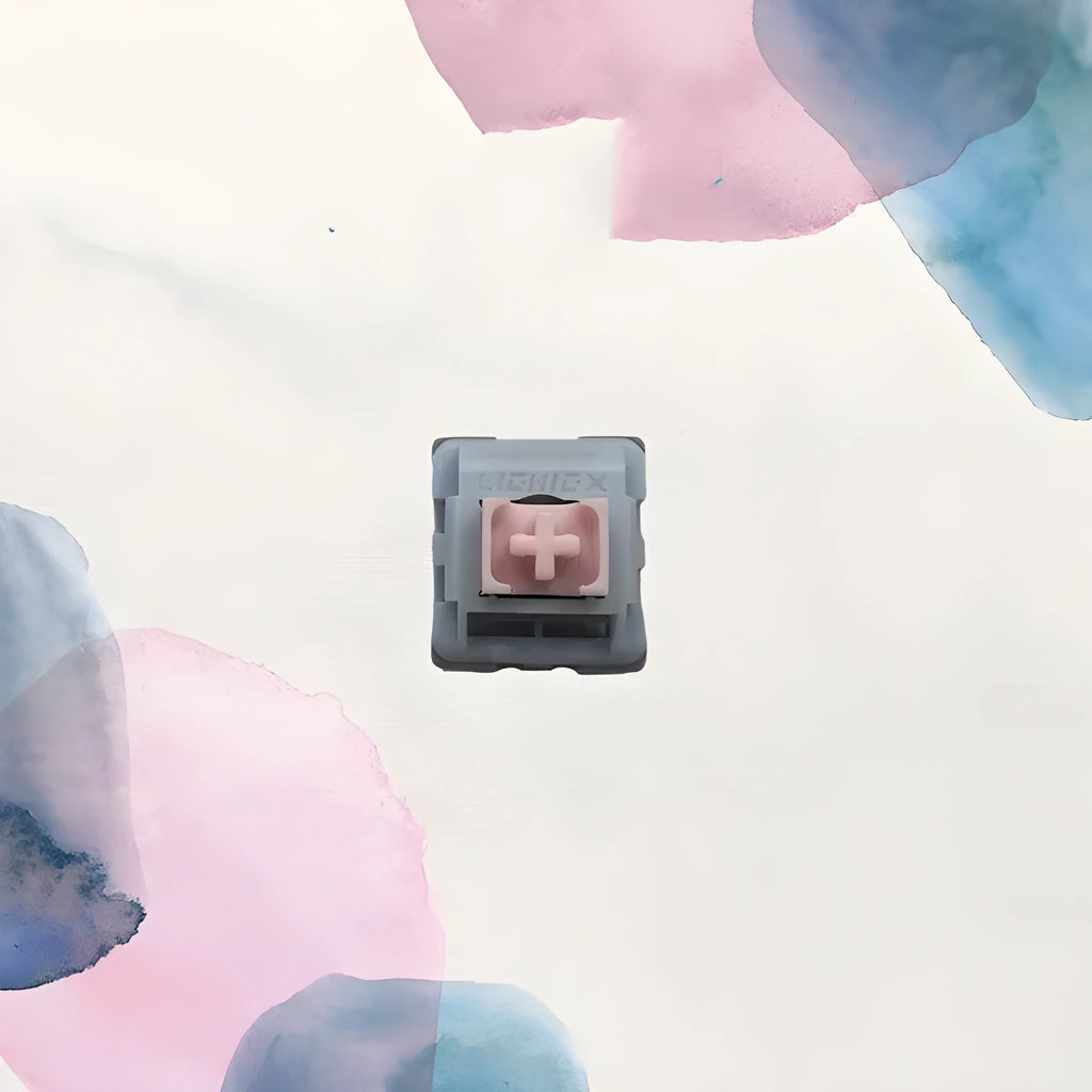 Four custom mechanical keyboard switch bottom housings with small window design.