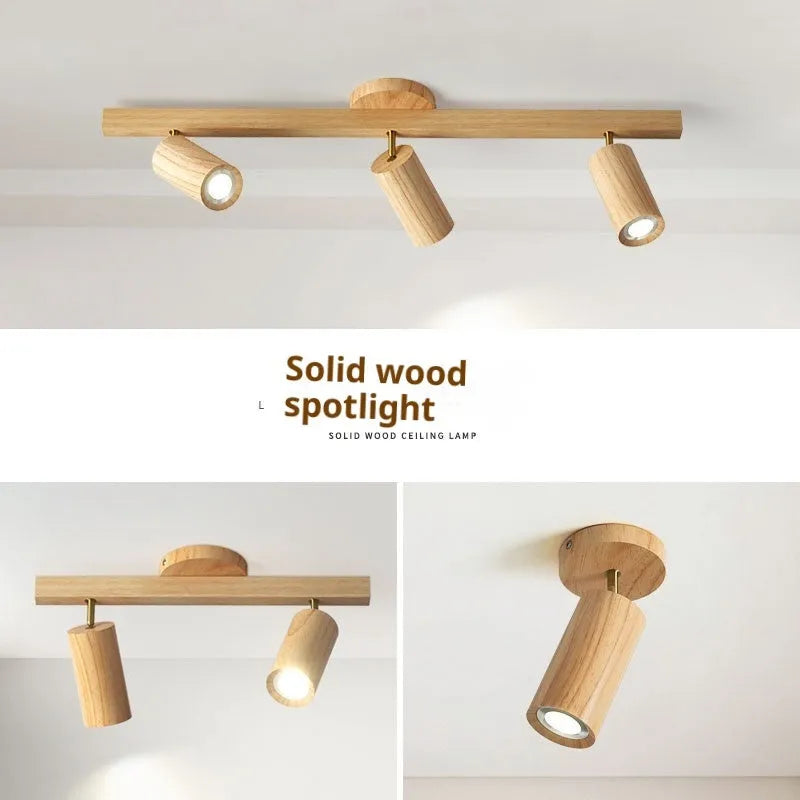 Simple log style Nordic spotlight ceiling lamp with 2 heads and 3 colour LED