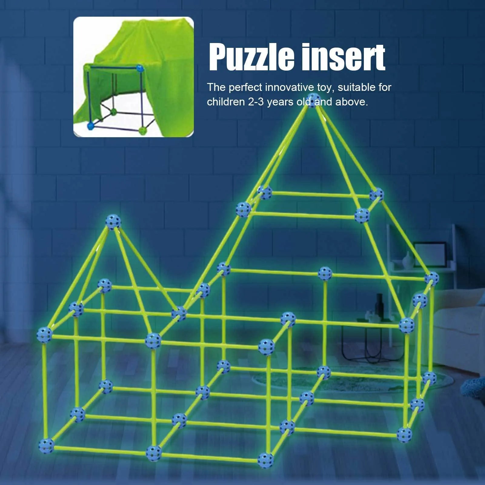 Children's plastic fort building kit with rods, balls, and storage bag for creating tents castles tunnels
