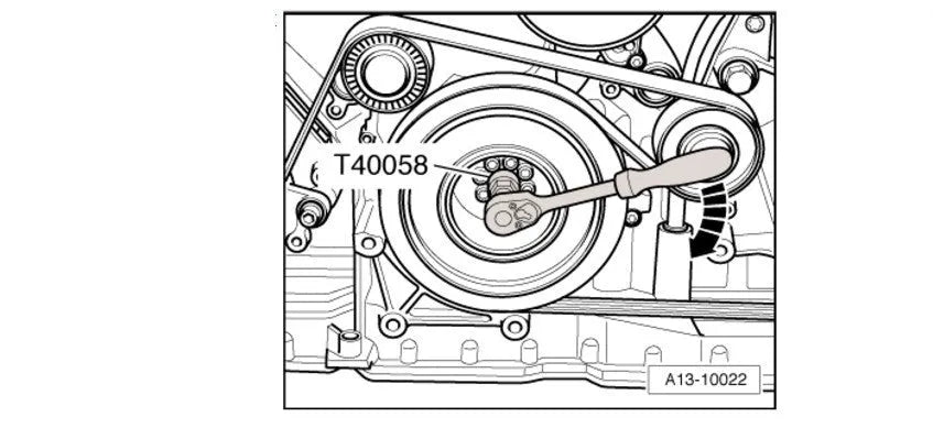 Aodi T40058 hardened steel crankshaft locking sleeve tool for engine timing.