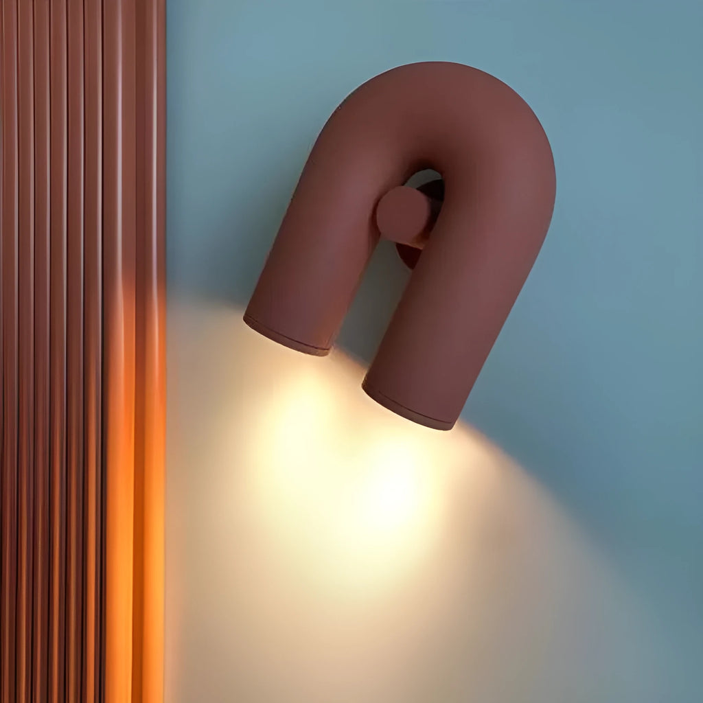 Macaron U-shaped creative wall lamp in modern simplicity style, 220V, available in orange, blue, gray, and black