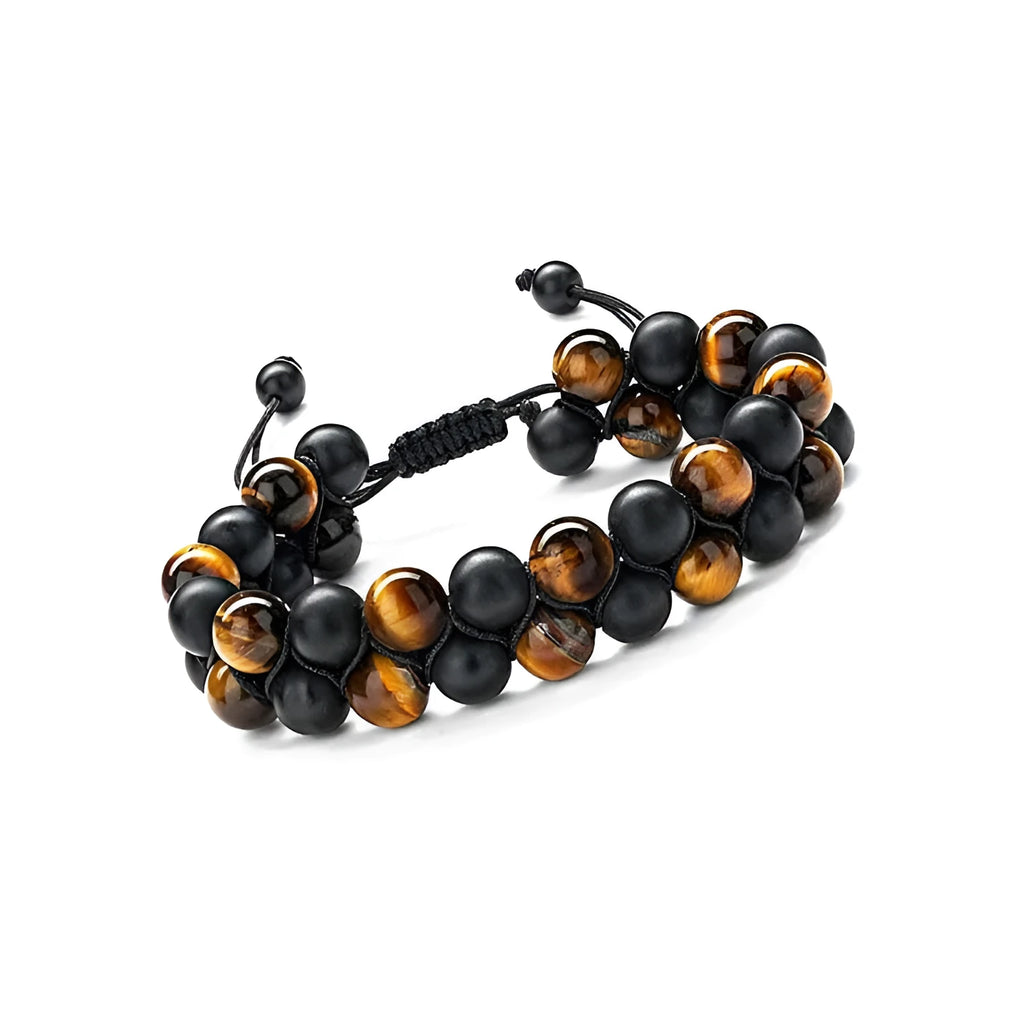 Men's tiger eye stone bracelet with woven design and bright magnet in various style options