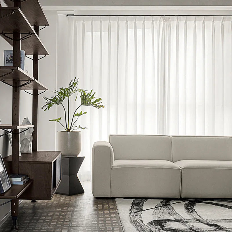 Modern velvet L-shaped sofa combination in beige, 200cm or 275cm width, sponge filled