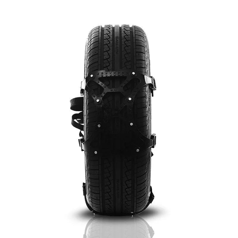 Set of 6 yellow polyurethane snow chains for car tyres, anti-slip winter emergency equipment