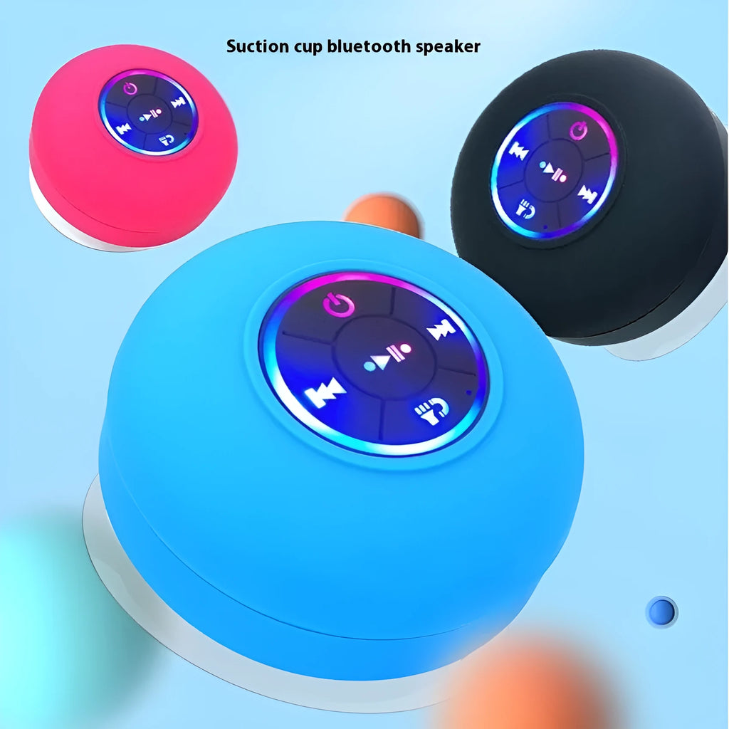 BTS07 large suction cup waterproof Bluetooth speaker with LED light in six colour options.