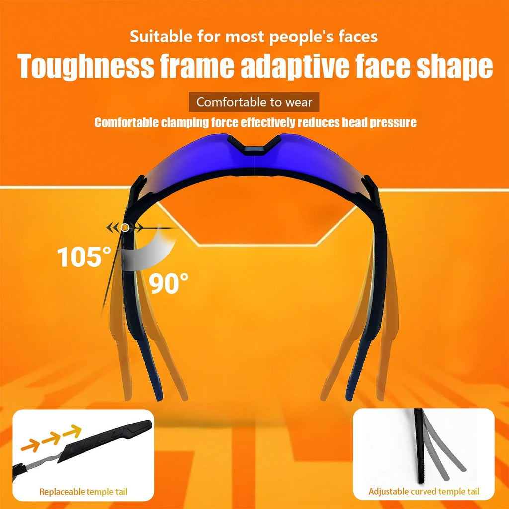 Cycling Bluetooth glasses in black with built-in music audio windproof design PC frame