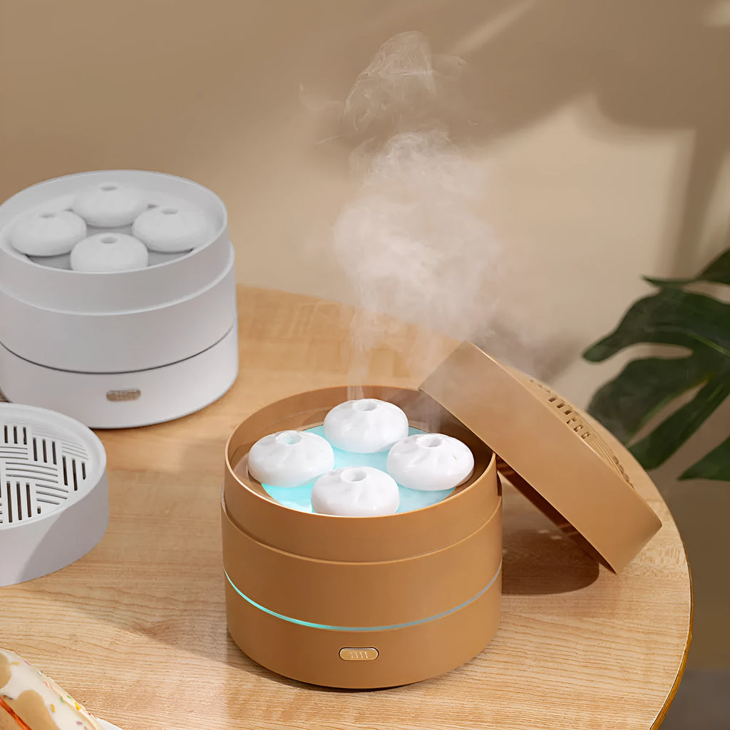 Coffee and white four-spray design 200ml USB aroma diffuser with humidifier and LED night light