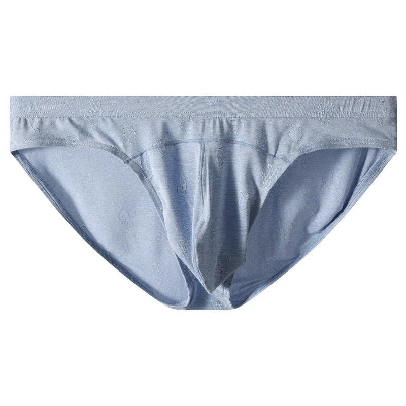Women's low waist modal briefs with jacquard ice silk texture in dark grey, green, sky blue, pink, or colourful blue.