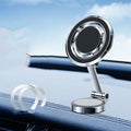 Car mobile phone holder with flexible clip and 360-degree rotating bracket mounted on centre console
