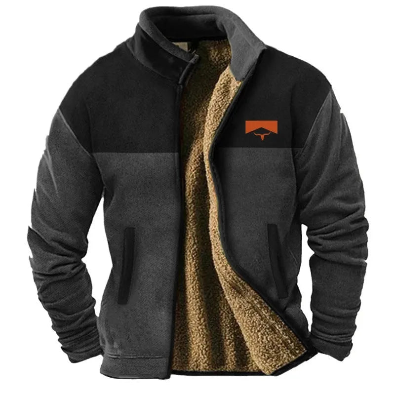 Men's green polyester padded coat on a hanger, regular fit.