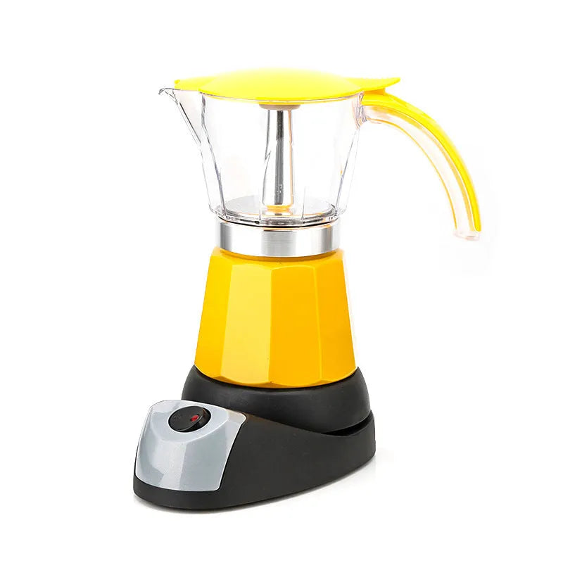 Octagonal electric aluminium Moka pot coffee maker in silver colour with EU plug