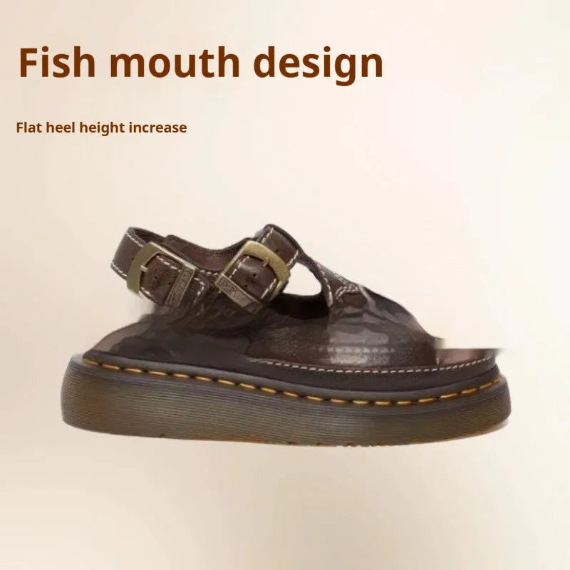 Men's embroidered beach sandals with floral pattern on black PU leather upper, flat heel design
