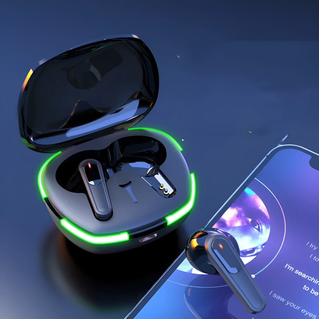 Black Bluetooth headset with charging cabin and cable for outdoor running and mountaineering