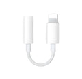White Lightning to 3.5mm audio adapter cable with a short black TPU rubber cord.
