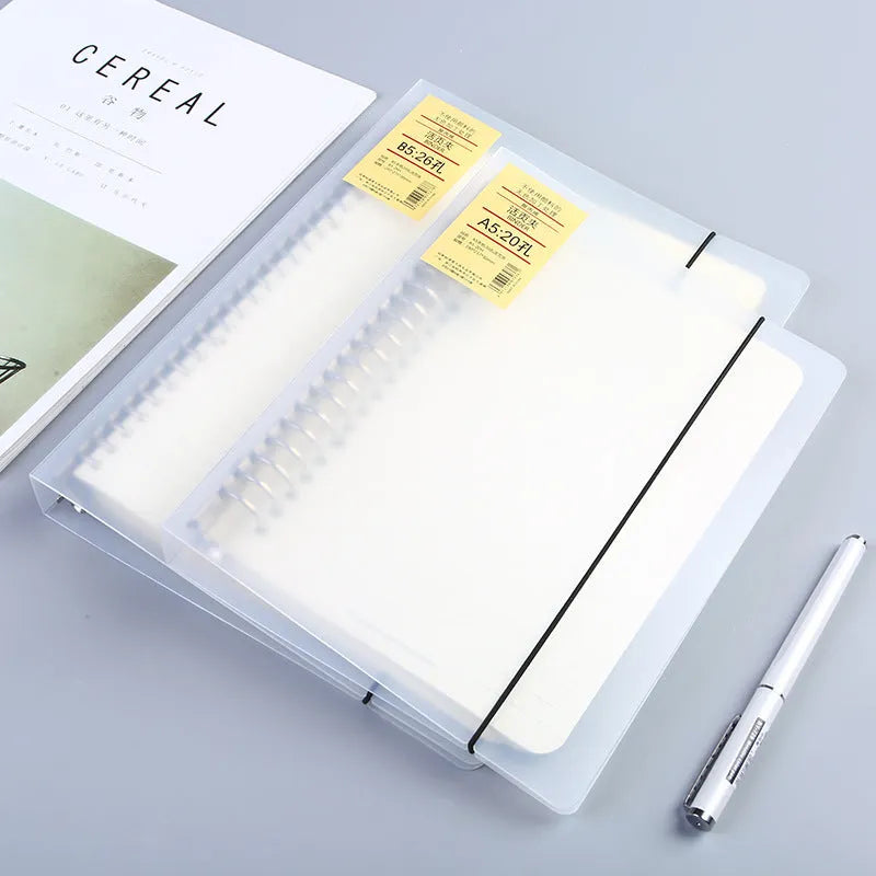 A5 26-hole looped binder notebook with matte PP cover and horizontal line pages