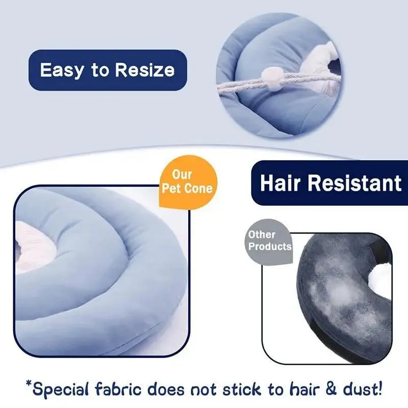 Blue adjustable Elizabethan cone collar for dog or cat wound recovery