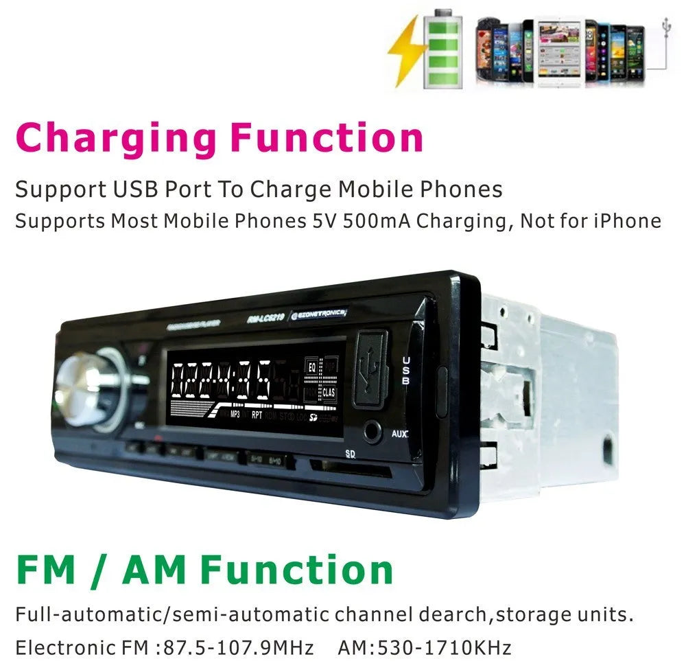 EZONETRONICS car stereo receiver with Bluetooth, USB and SD card slots for vehicle audio