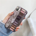 Flesh and grey silicone eye shadow phone cases for various iPhone models.