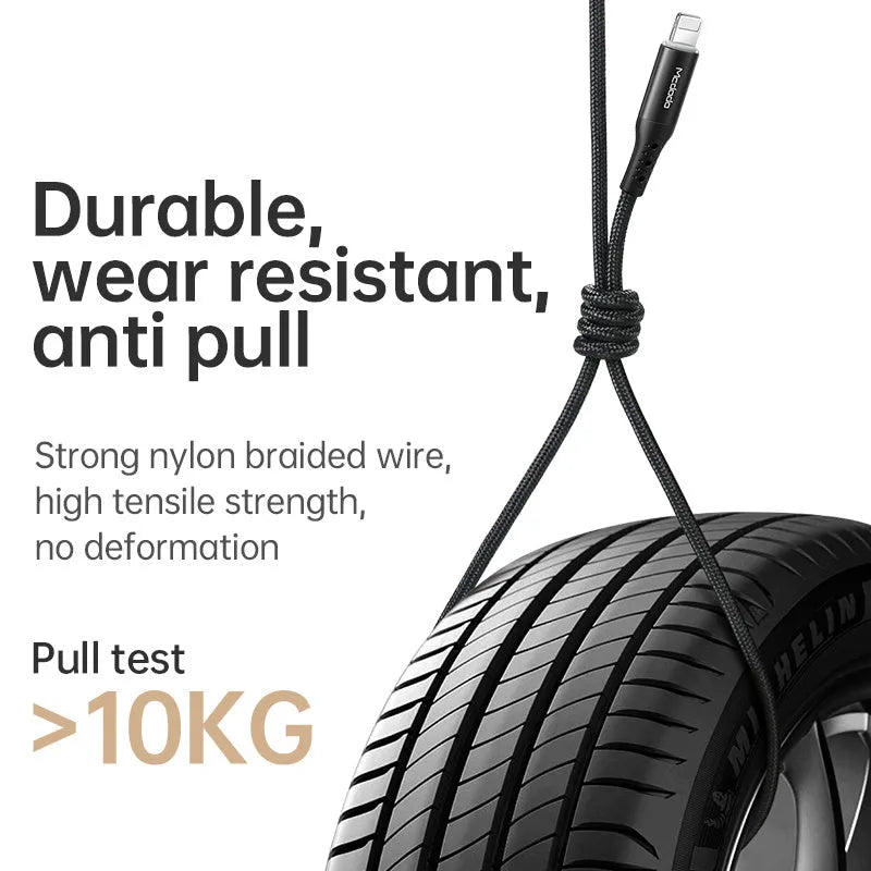 Black intelligent power-off USB data cable for Apple devices with 1.2m length and standard USB-A connector