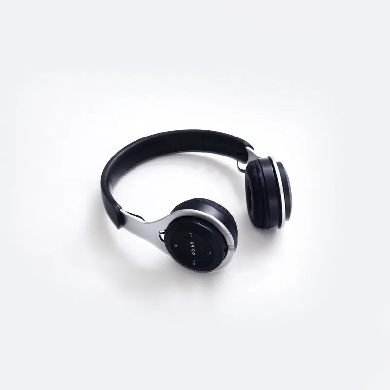 Binaural wireless headset in Black with head-mounted design and Bluetooth 5.0