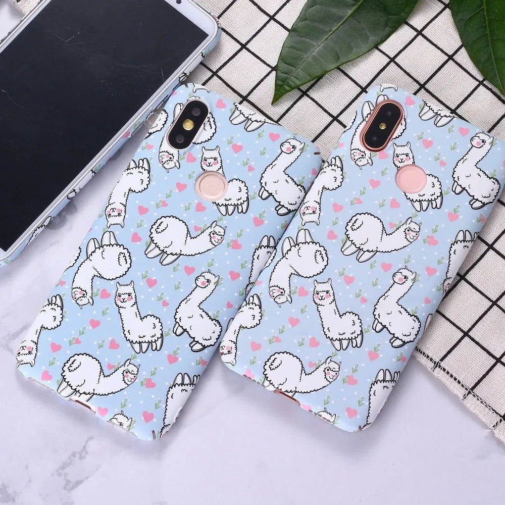 Cute alpaca water sticker frosted PC phone case in photo colour, compatible with multiple phone models