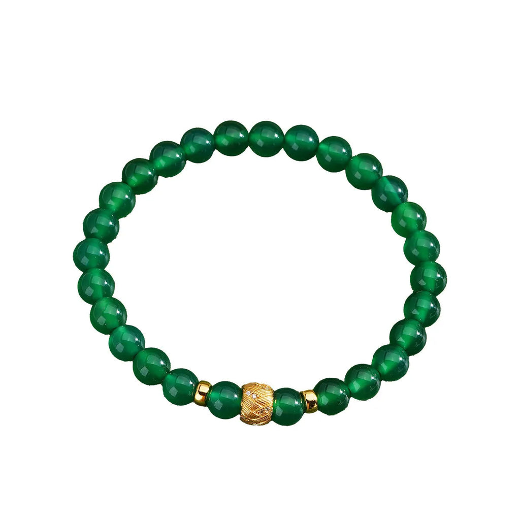 Natural green agate geometric bracelet with S925 sterling silver and yellow gold electroplated finish