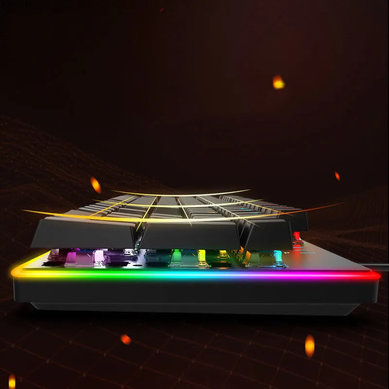Real wired mechanical keyboard with RGB backlight, 104 keys, metal frame, USB cable