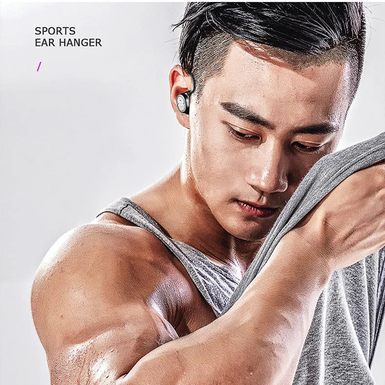Touch control Bluetooth wireless headset with earbuds in black, white, red, or blue colours
