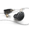 KZ ZAX black and silver blue in-ear headphones with 3.5mm L-bend plug and optional microphone.