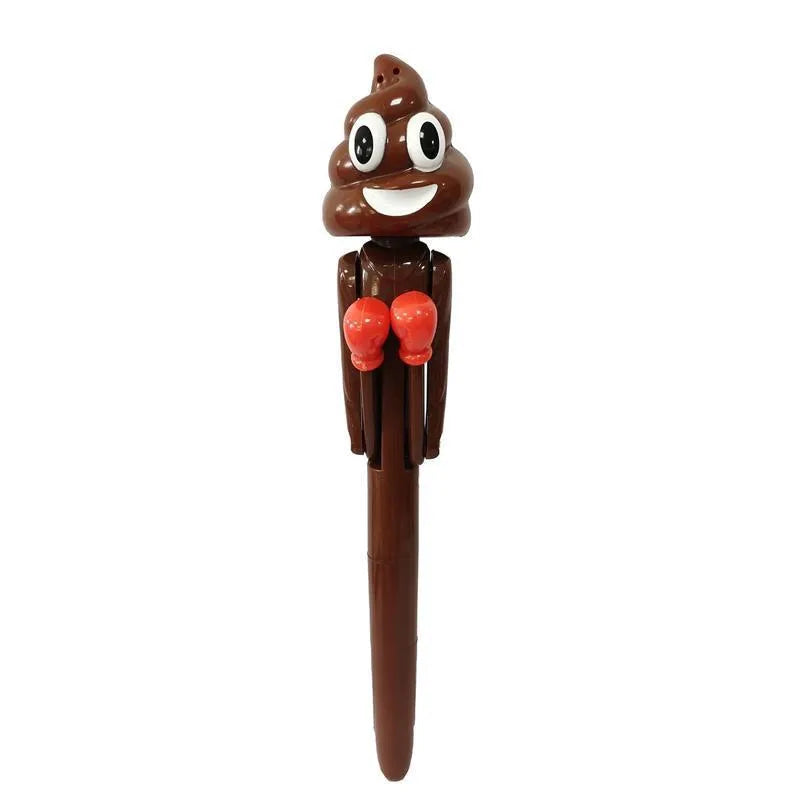 Novelty poop boxing creative tricky ballpoint pen in dark coffee colour made of plastic
