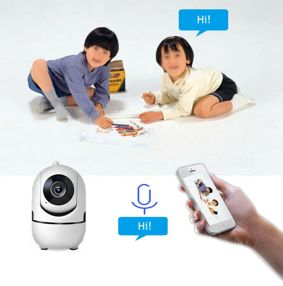 White WiFi PTZ IP camera with 1080P night vision 360° pan tilt indoor security monitor