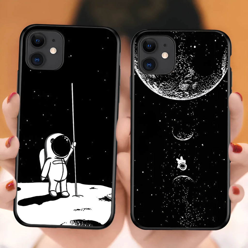 Astronaut starry sky TPU phone case with painted geometric design for iPhone models