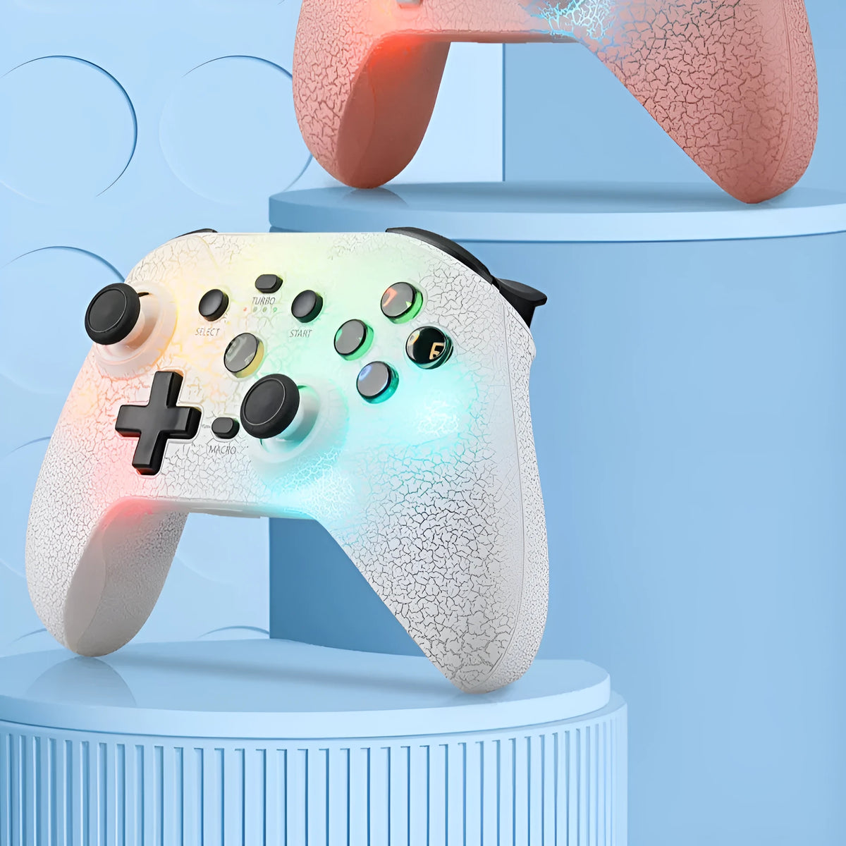 NS21 RGB lamp effect gamepad with Type-C interface, 18.2x7x14cm ABS controller in Black Pink or White