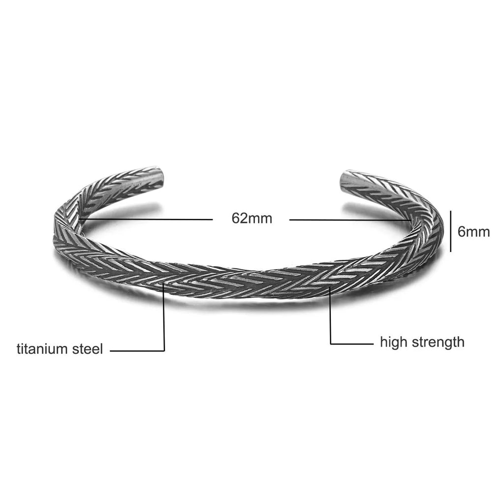 Titanium steel geometric pattern bracelet for men white colour simple flat link