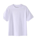 Men's loose-fit short-sleeved cotton pique T-shirt on a hanger, shown in a solid colour.