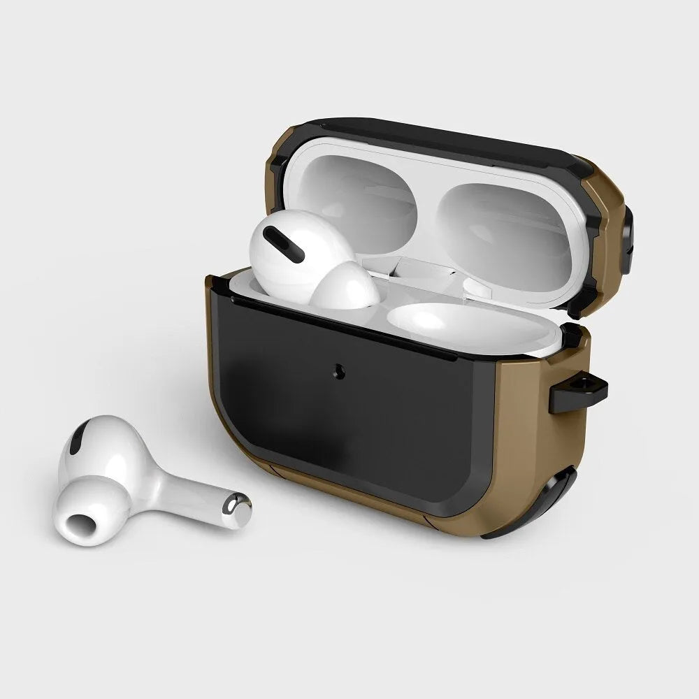 Black TPU and PC protective shell case cover for Apple AirPods 1, 2, and Pro earphones