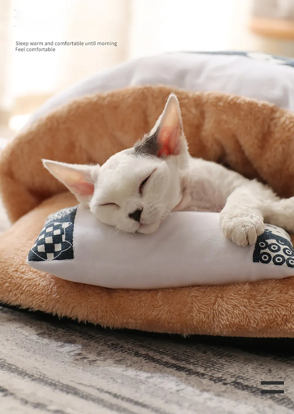 Kimpets closed removable cat litter box bed in red with soft PP cotton and lamb cashmere interior, size L