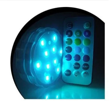 Colourful underwater LED light with remote control, 10 lamp heads, transparent PC shell, 7x2.2cm