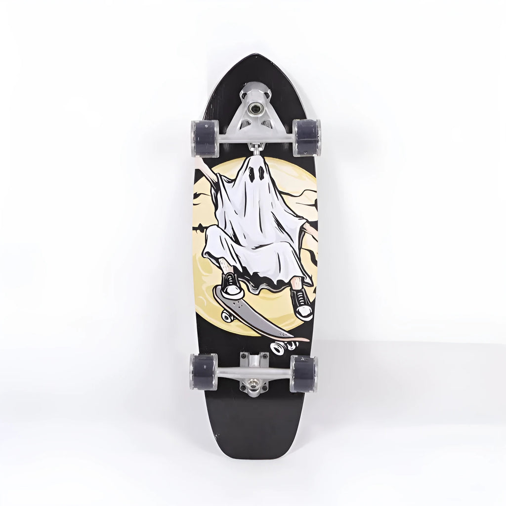 White 31-inch maple skateboard deck with traditional cruiser shape