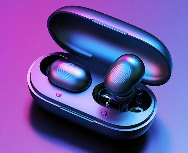 Wireless Bluetooth 5.0 binaural stereo in-ear motion waterproof earbuds in black and white