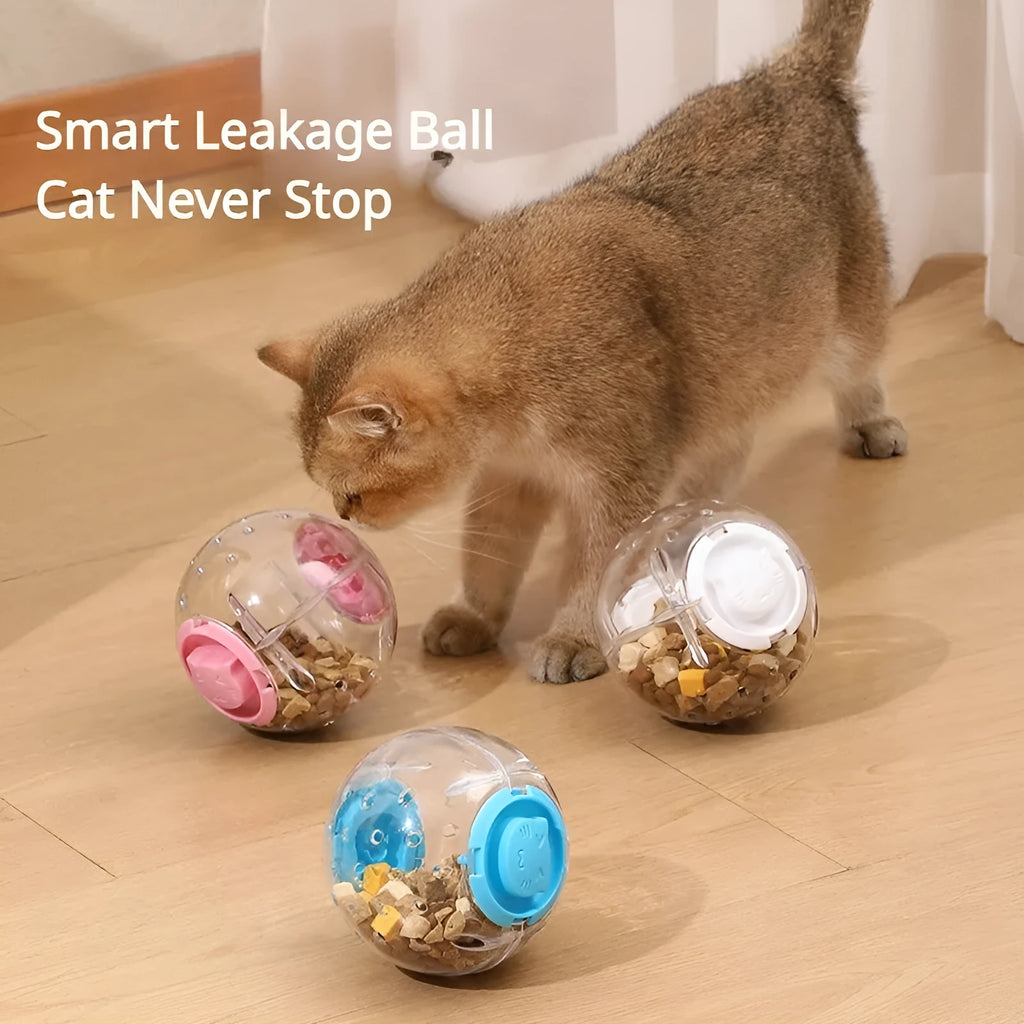 Blue slow feeding ball for dogs and cats with food leakage design, 11.5cm diameter