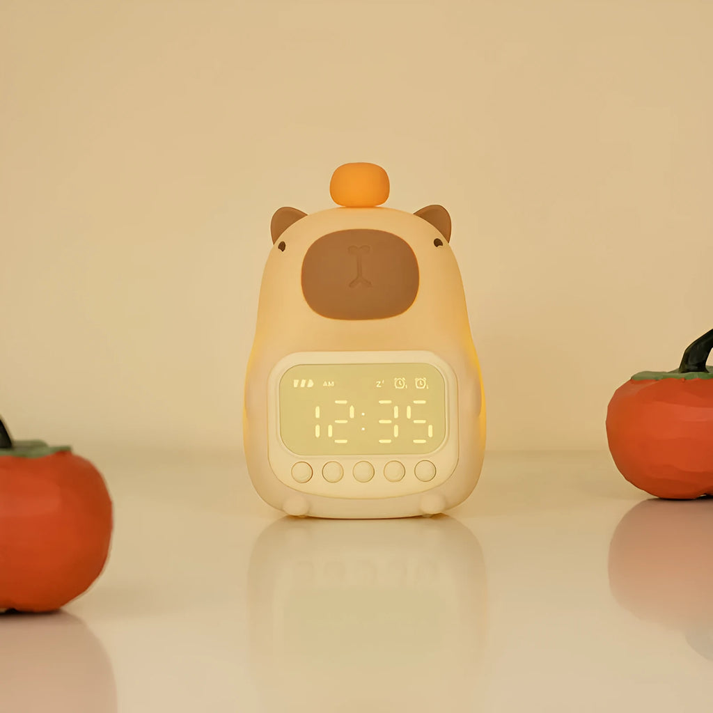 Silica gel alarm clock small night lamp rechargeable dimming night light with 1500mAh battery